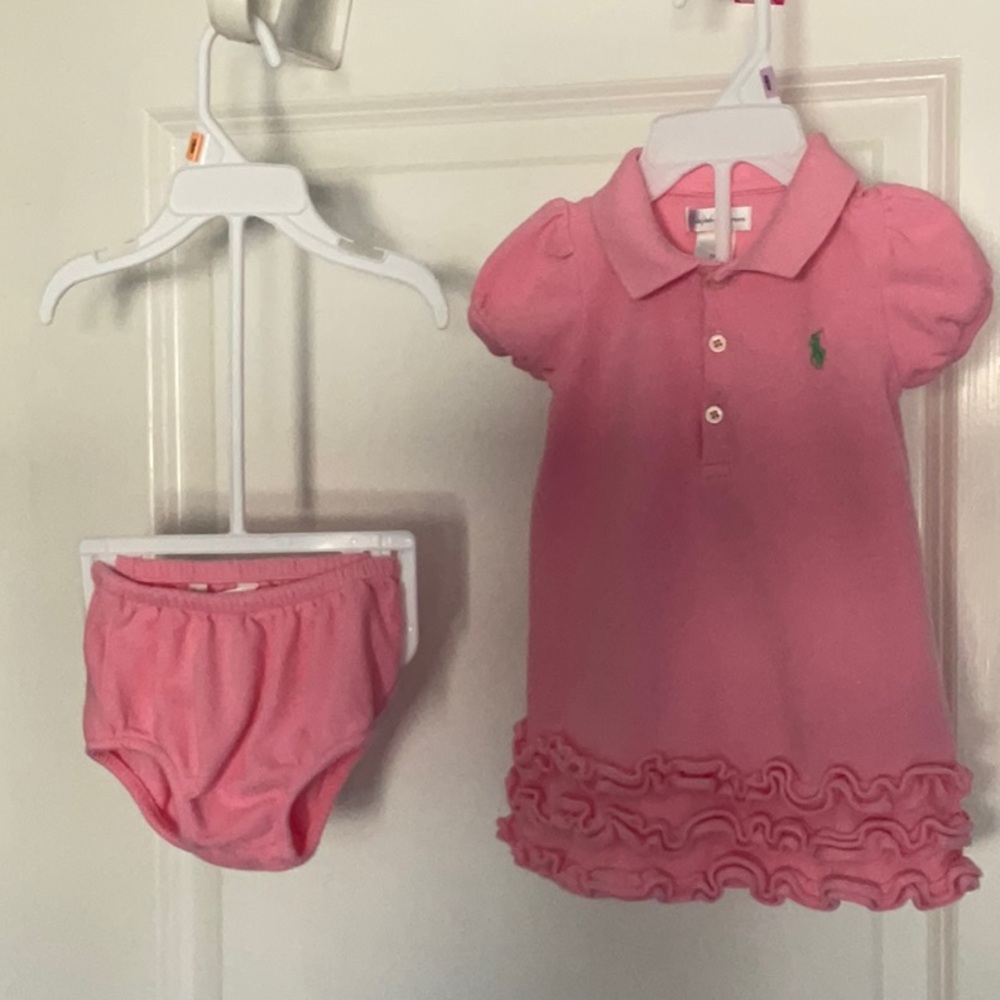 Polo by Ralph Lauren Kids Ruffle Hem Shirts - Deep Pink, Light Pink 9 months - Picture 6 of 9